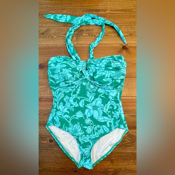 Sun Ocean Sand x Talbots | Ruched Halter One Piece Swimsuit | Floral | 16 - Picture 3 of 6